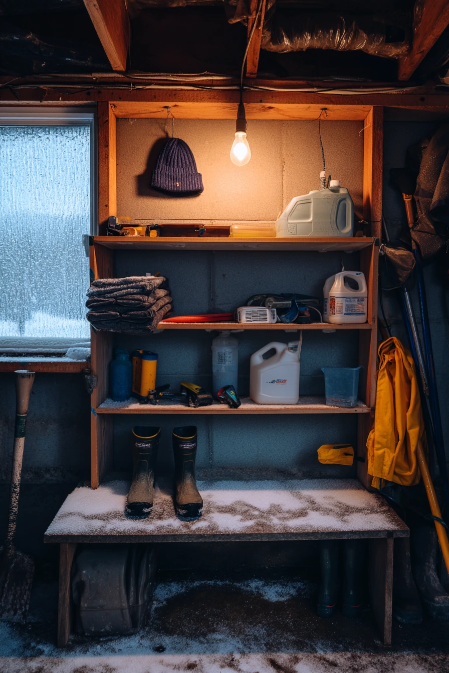 Winterized Pool Shed Utility Room