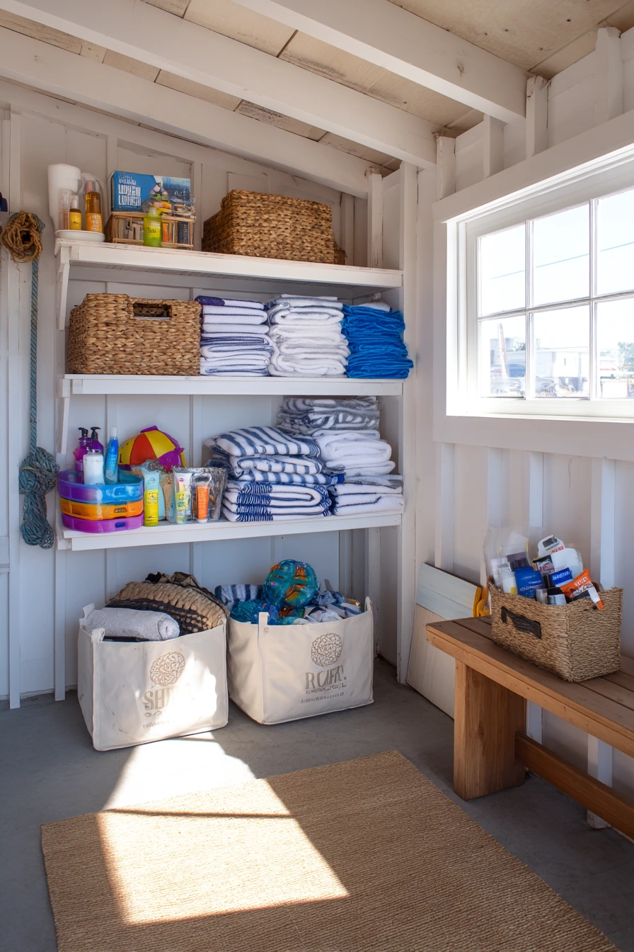 Family Pool House Storage Nook