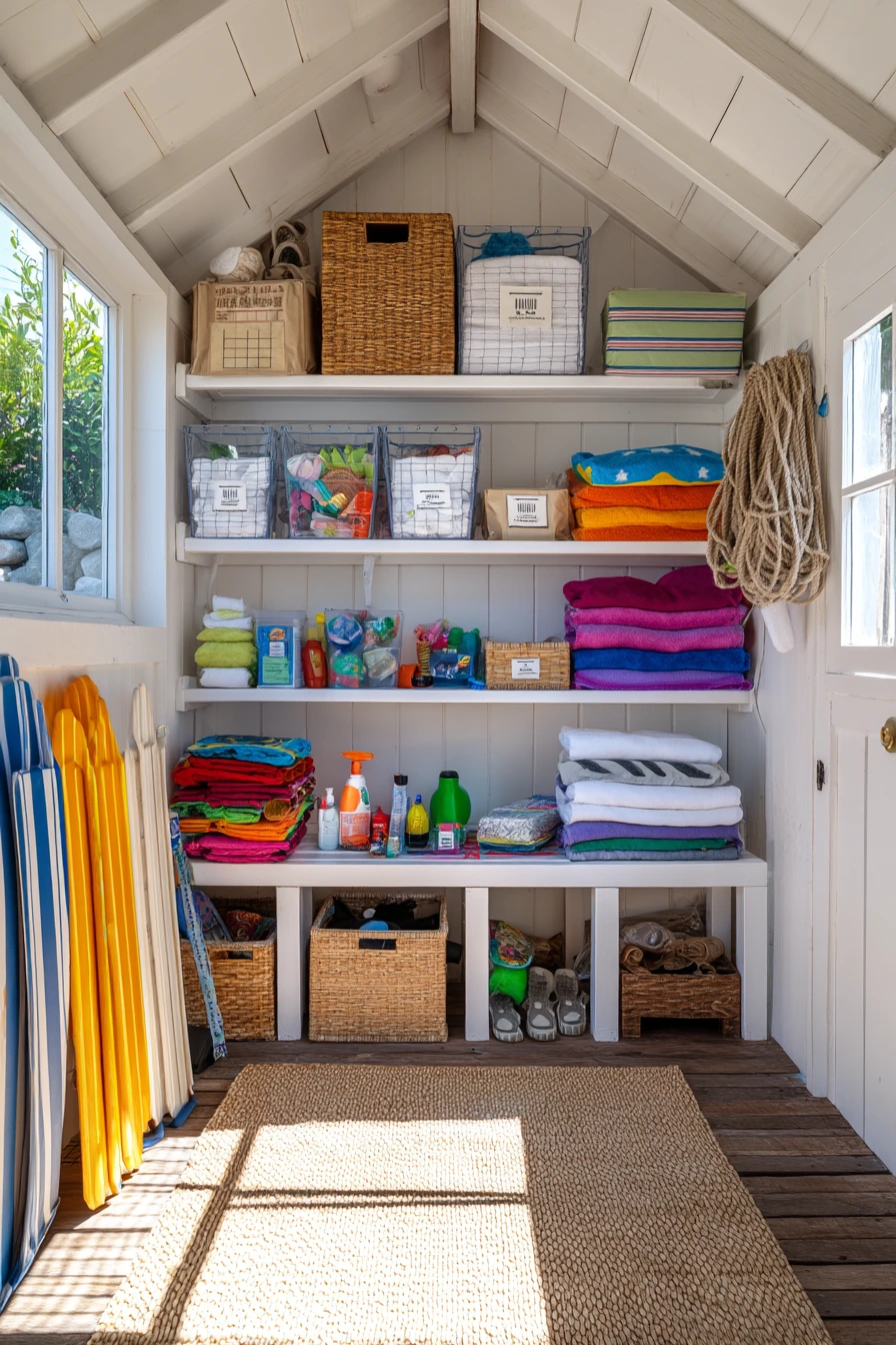 Family Pool House Storage Nook