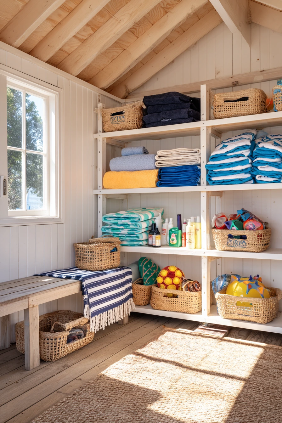 Family Pool House Storage Nook