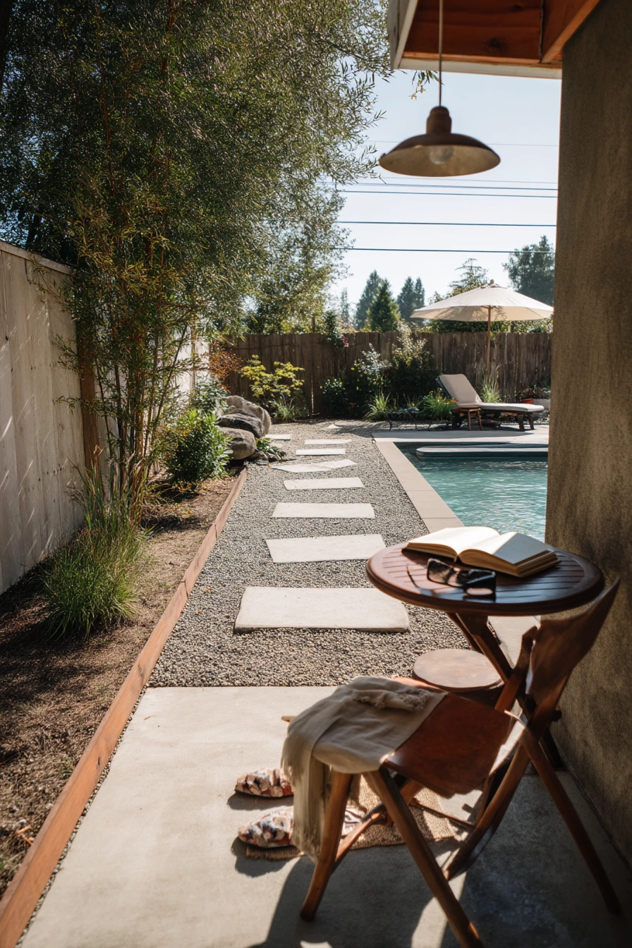 Budget-Friendly Gravel Path Beside the Pool