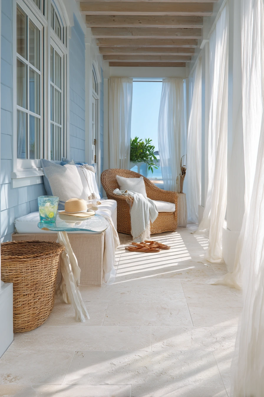 Stone Slab Porch for an Airy Coastal Home