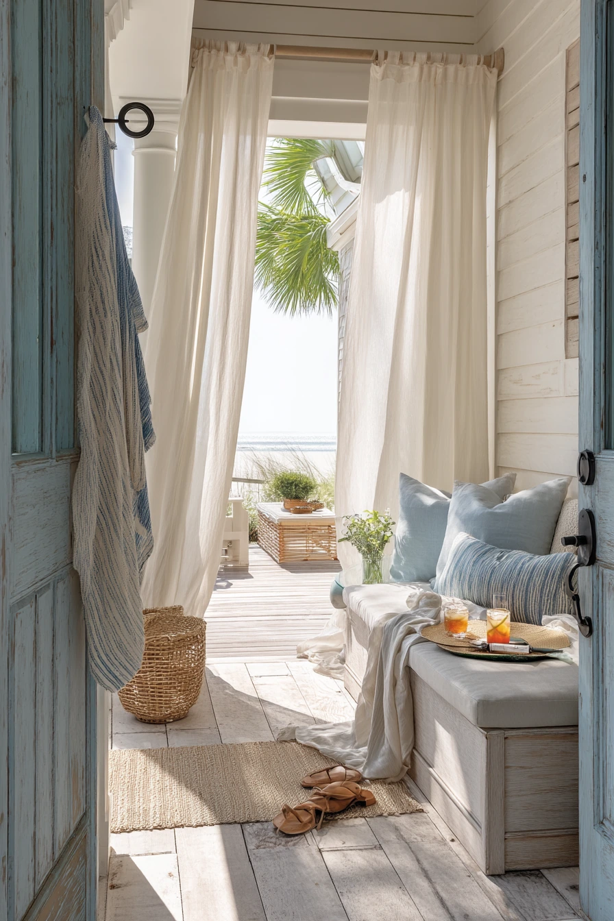 Stone Slab Porch for an Airy Coastal Home
