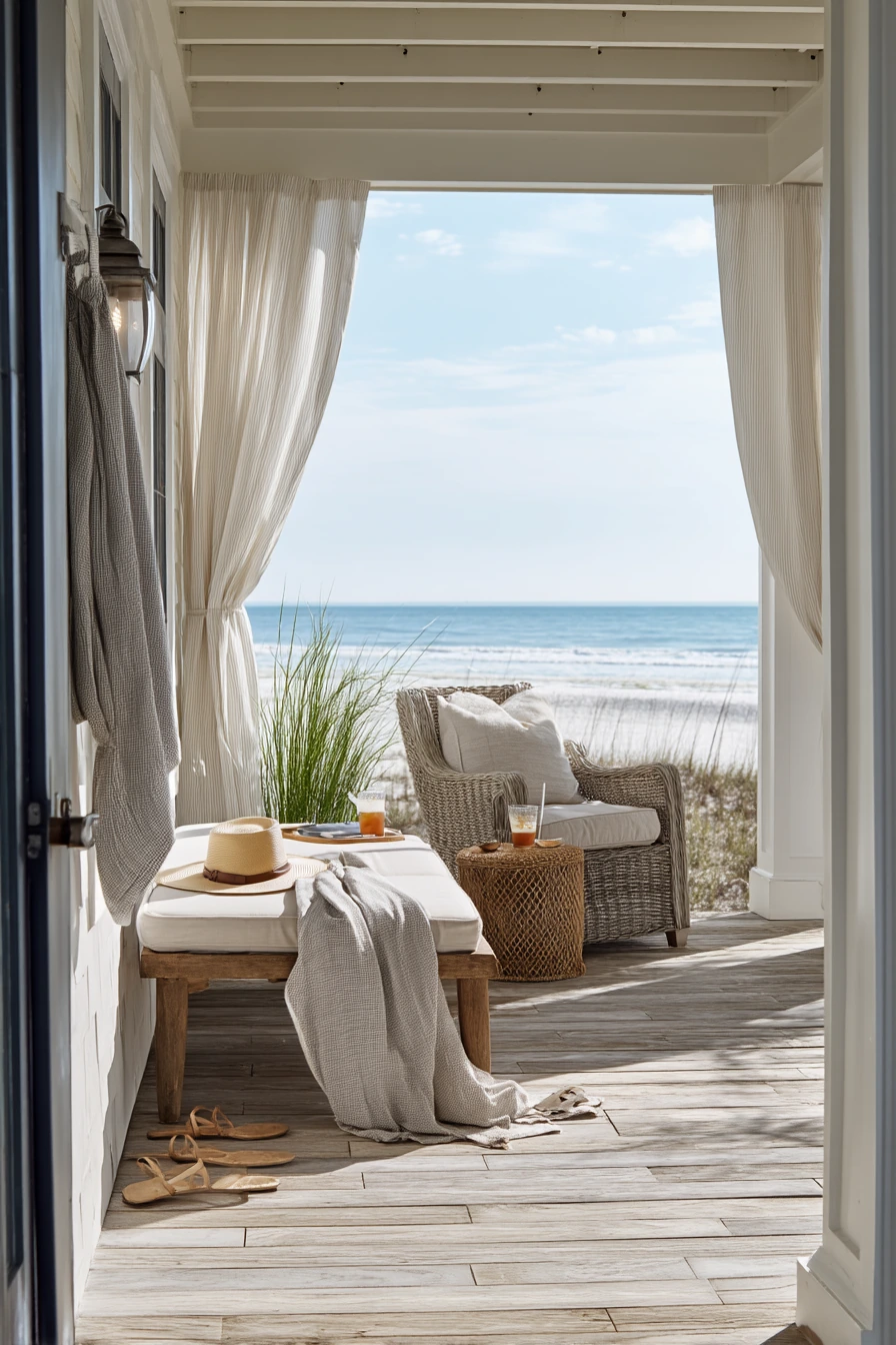 Stone Slab Porch for an Airy Coastal Home