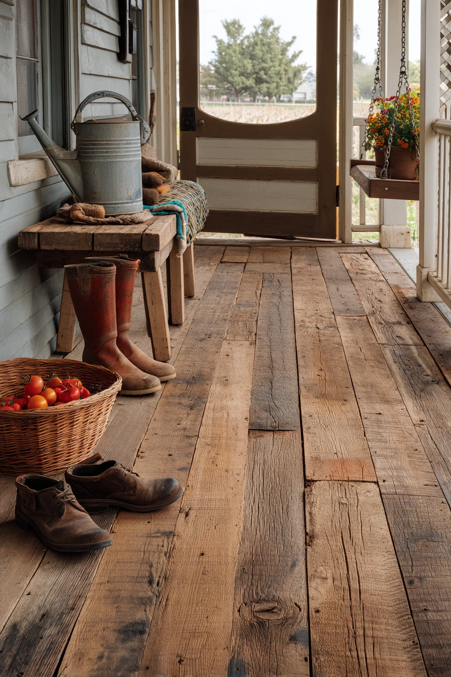 Farmhouse Porch With Reclaimed Wood Boards