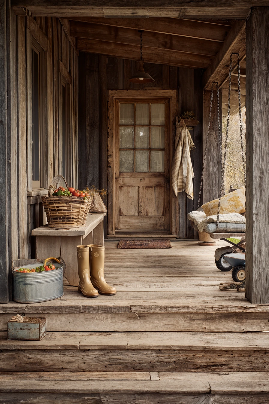Farmhouse Porch With Reclaimed Wood Boards