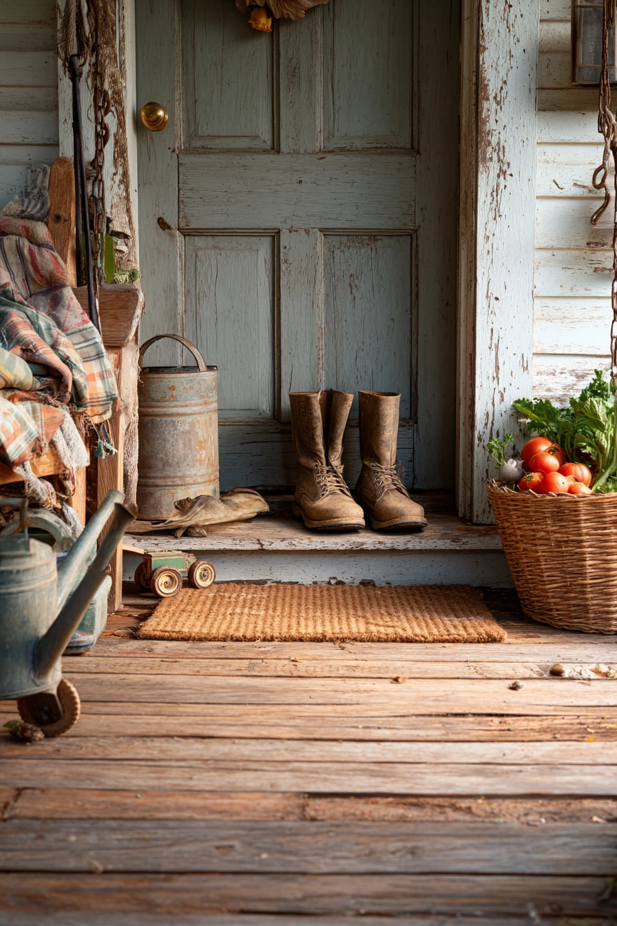 Farmhouse Porch With Reclaimed Wood Boards