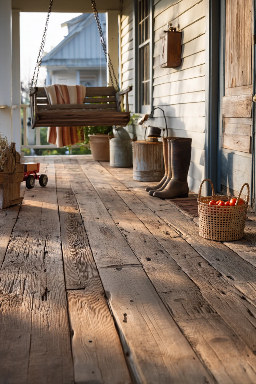 Farmhouse Porch With Reclaimed Wood Boards