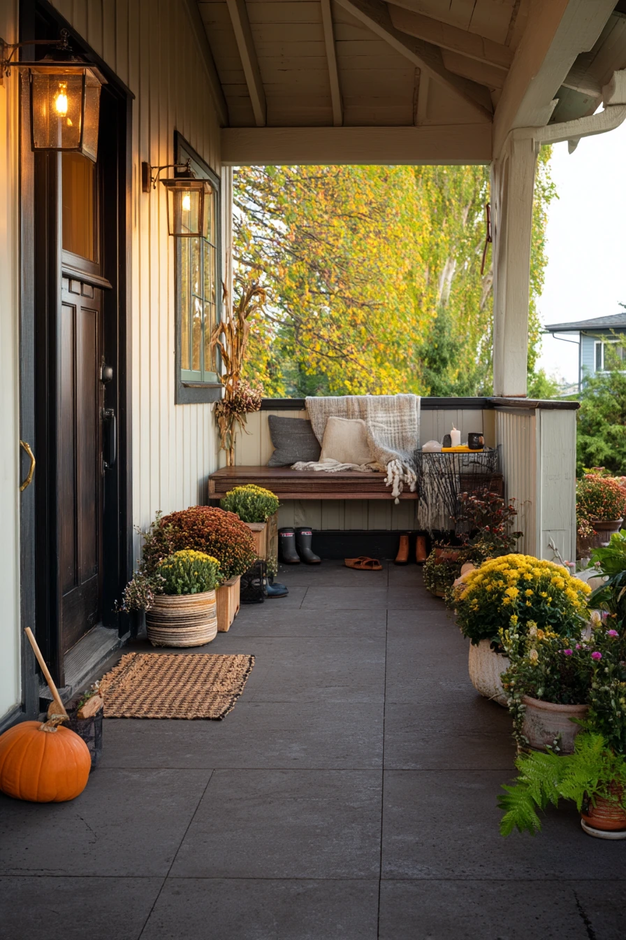 Seasonal Fall Porch With Durable Outdoor Flooring