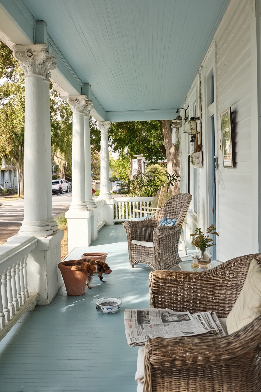 Southern Porch with Soft White Paint