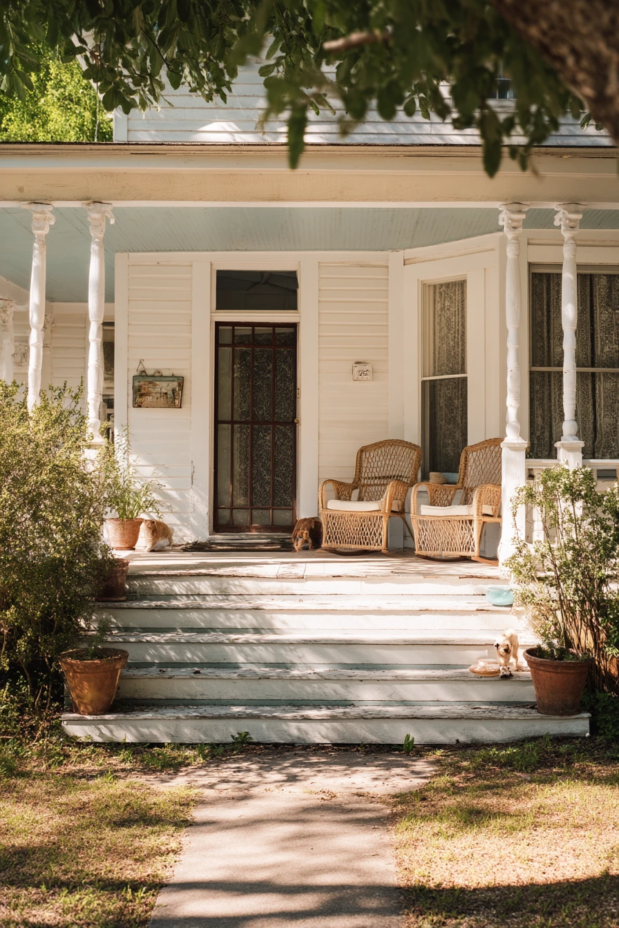 Southern Porch with Soft White Paint