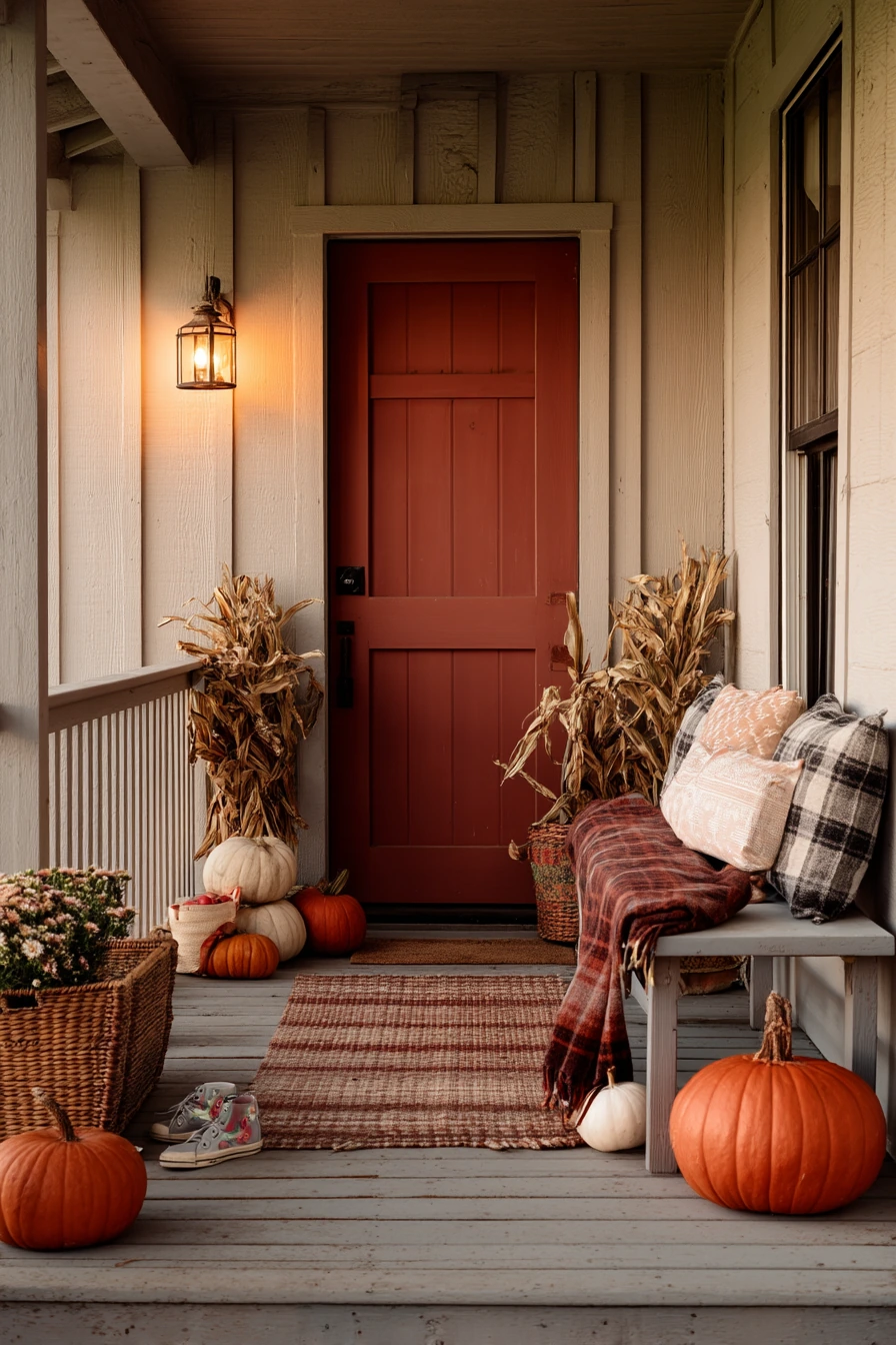 Fall Porch Paint and Pumpkins