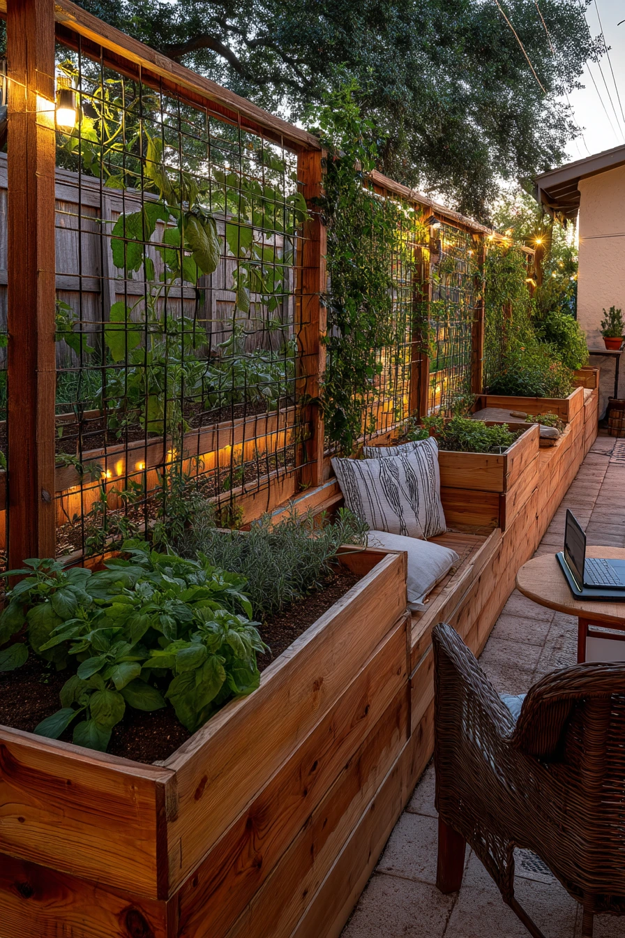Privacy Screen Garden With Climbing Trellis