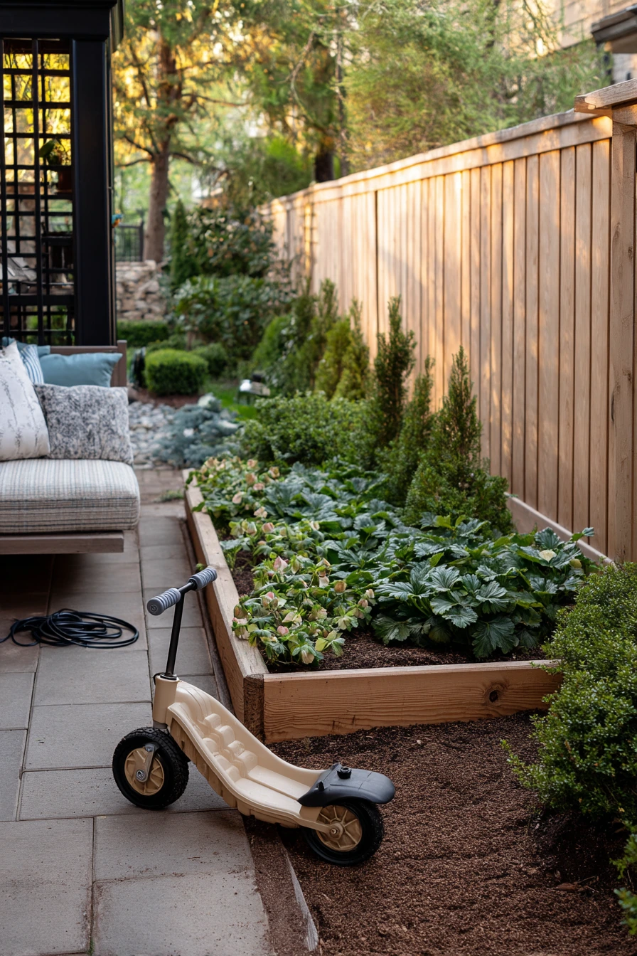 Low-Maintenance Evergreen Bed for the Fence