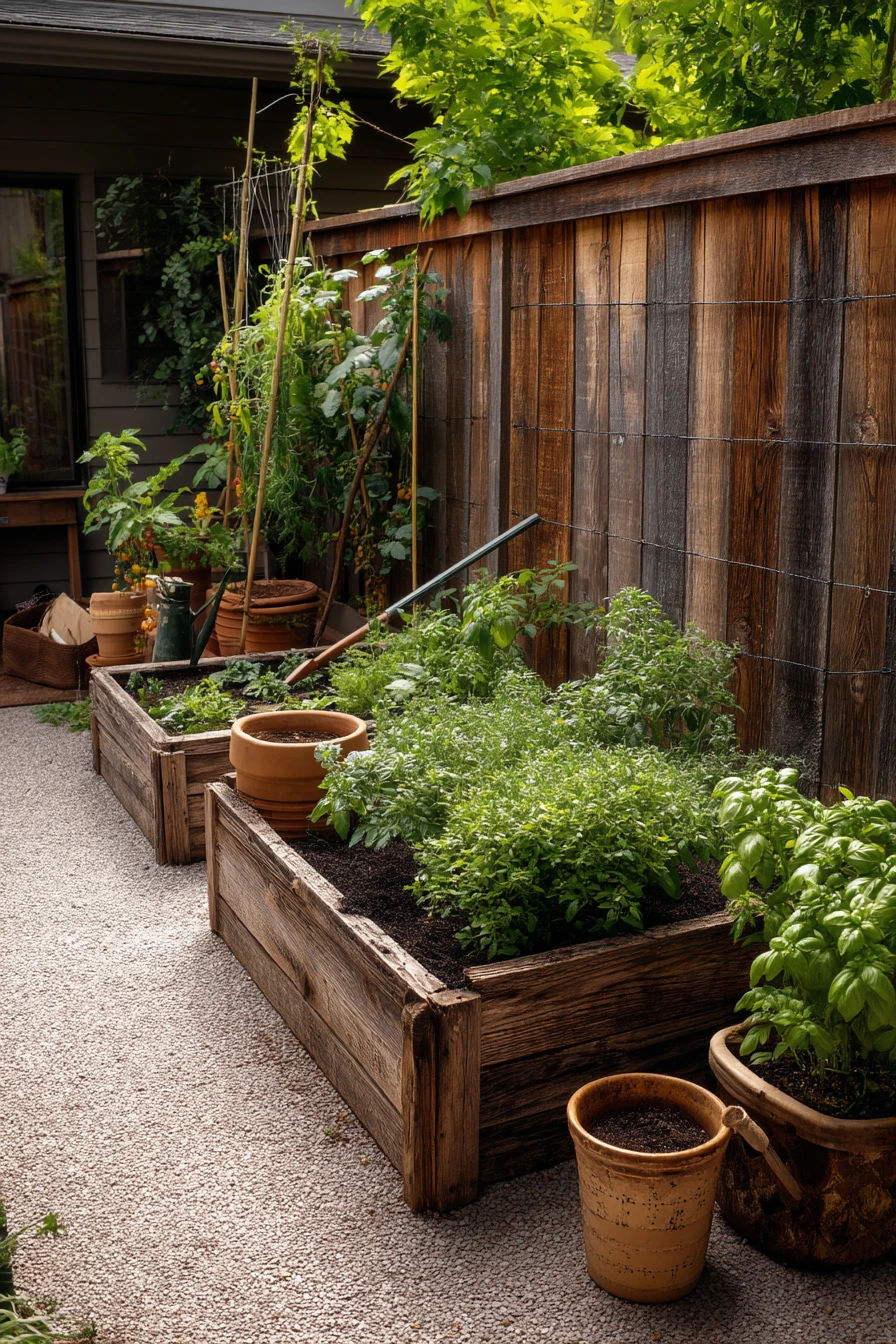 Narrow Cottage Garden Along the Fence