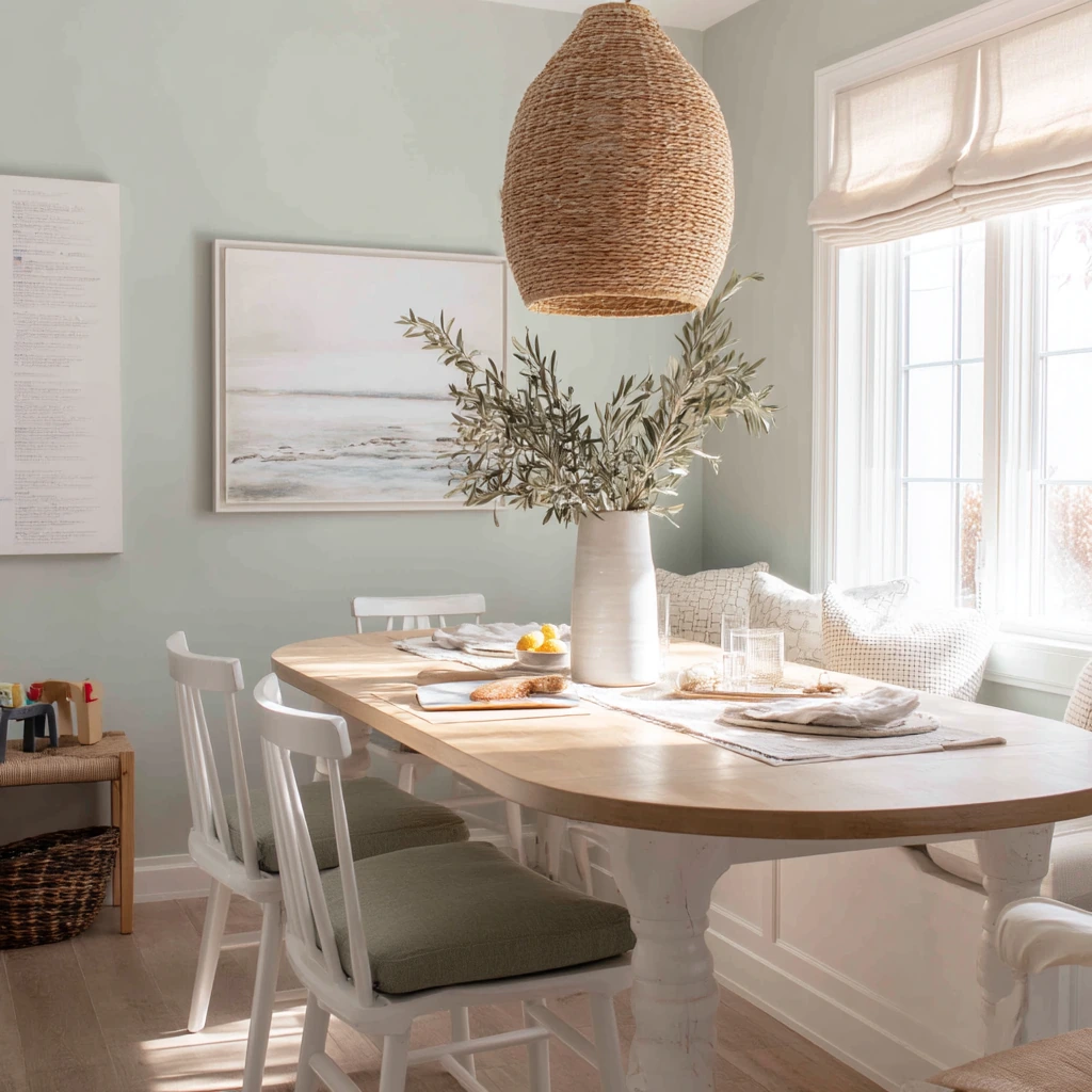 sage and white dining room ideas