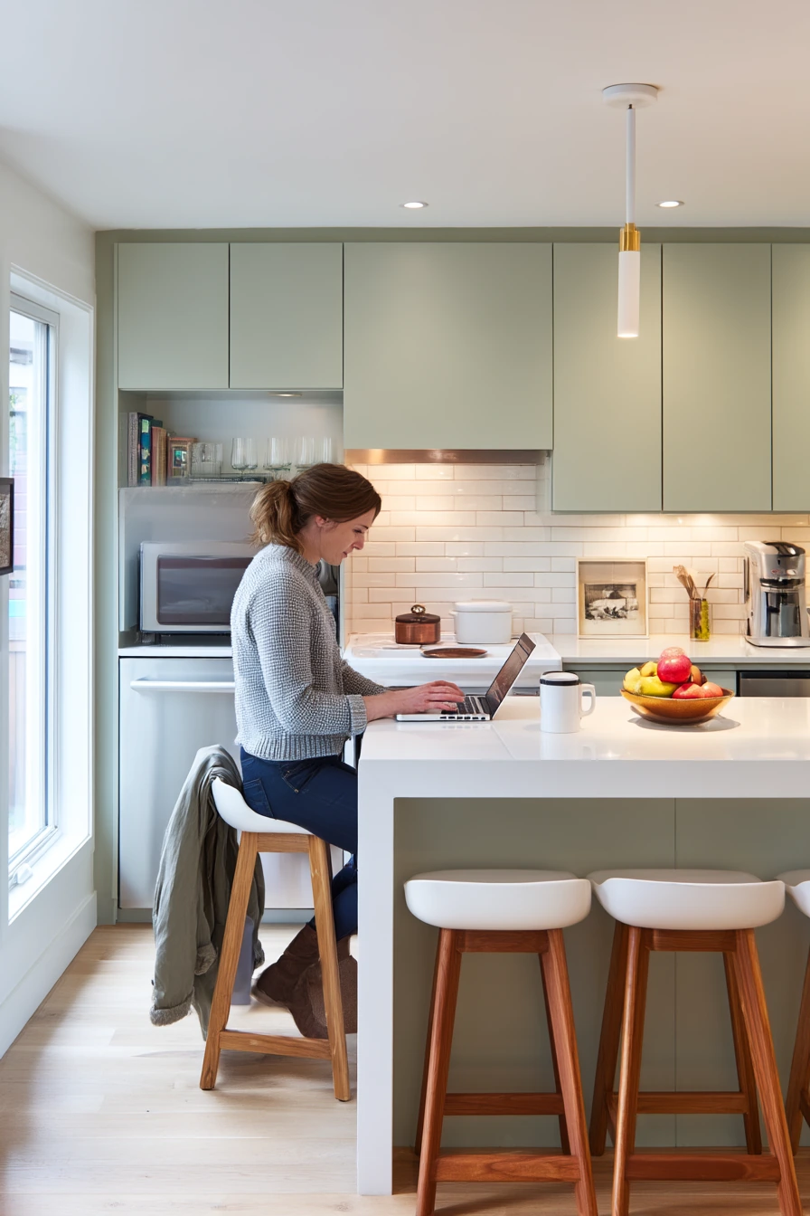 Minimal Sage Kitchen for a Busy Couple