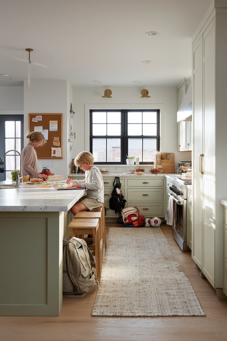 Open-Plan Sage Kitchen after School