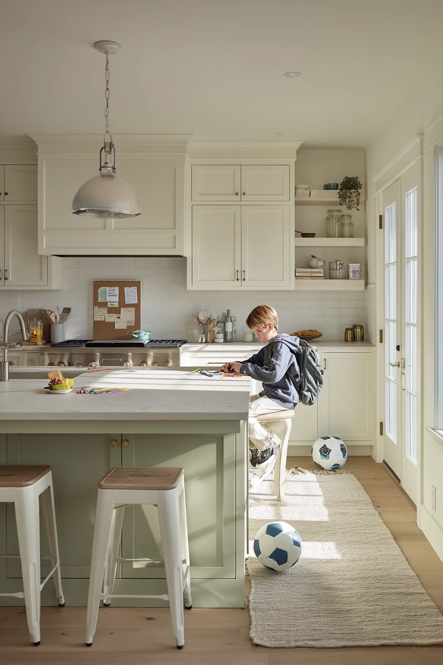 Open-Plan Sage Kitchen after School