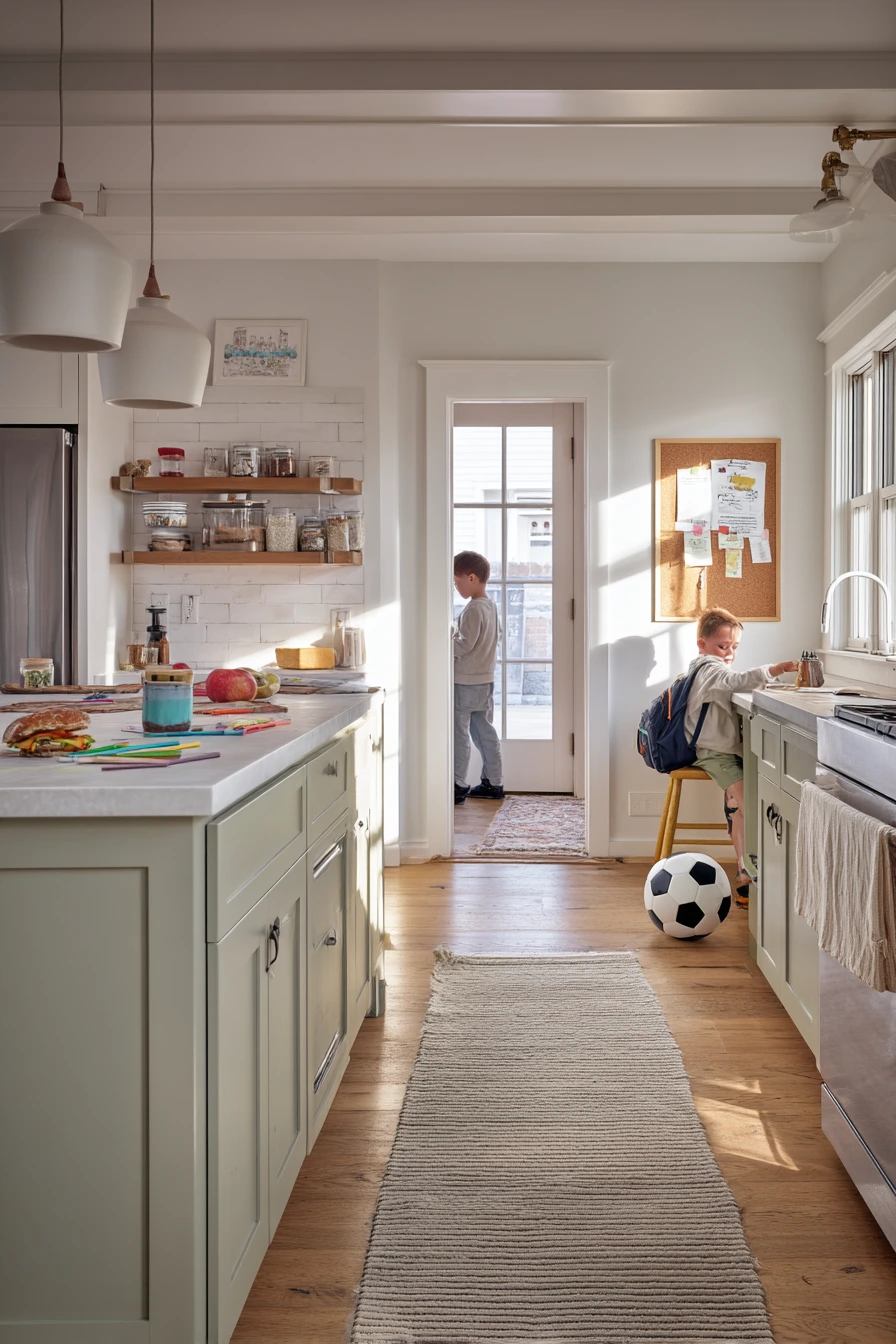 Open-Plan Sage Kitchen after School
