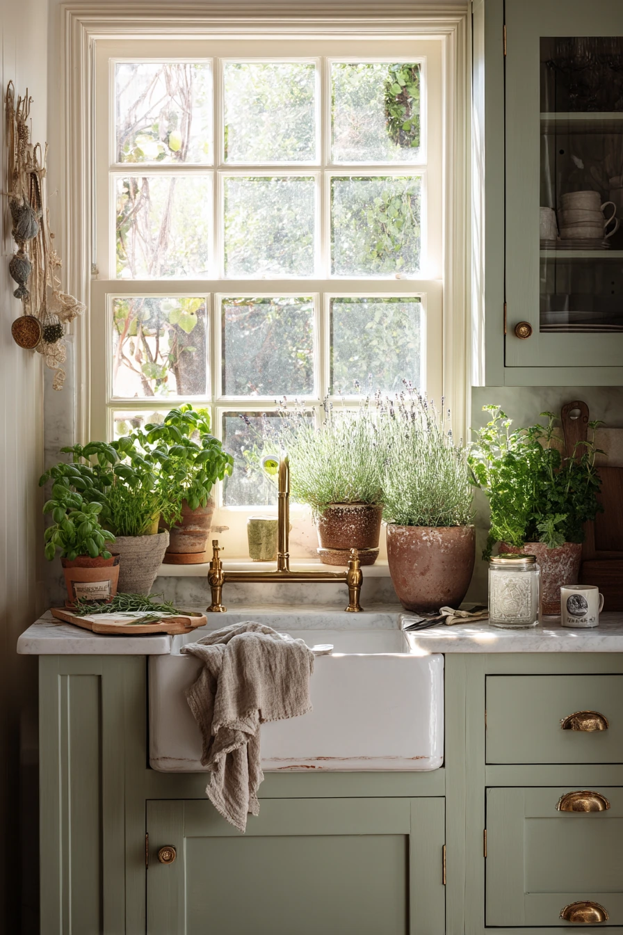 Cottage Kitchen with Herb-Garden Windows