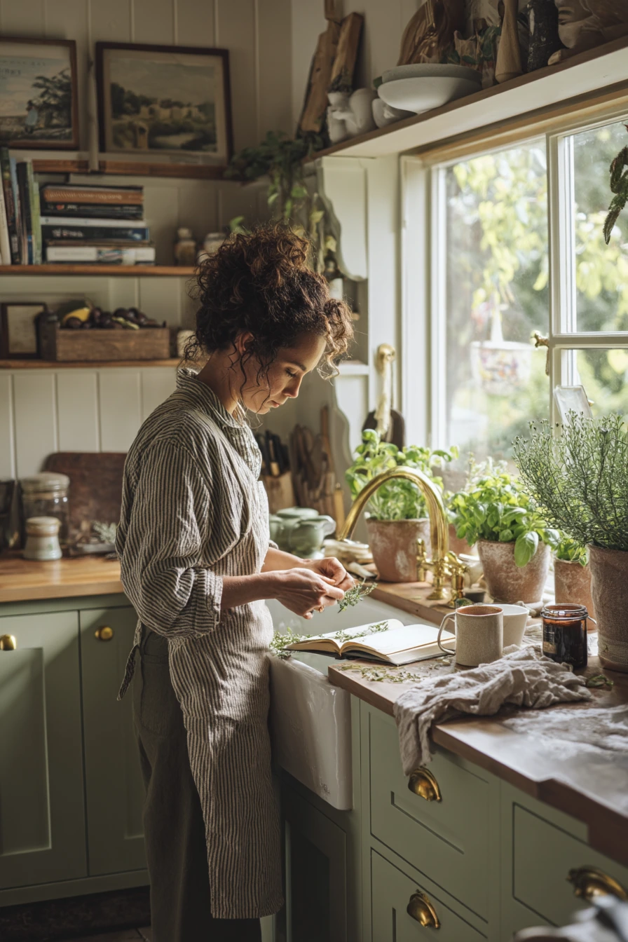 Cottage Kitchen with Herb-Garden Windows