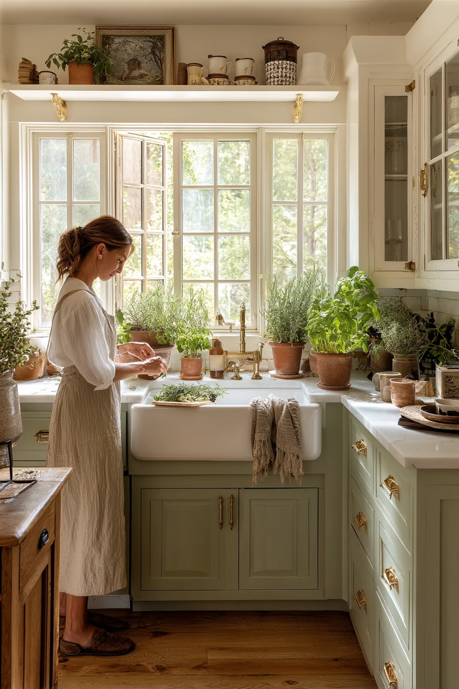 Cottage Kitchen with Herb-Garden Windows