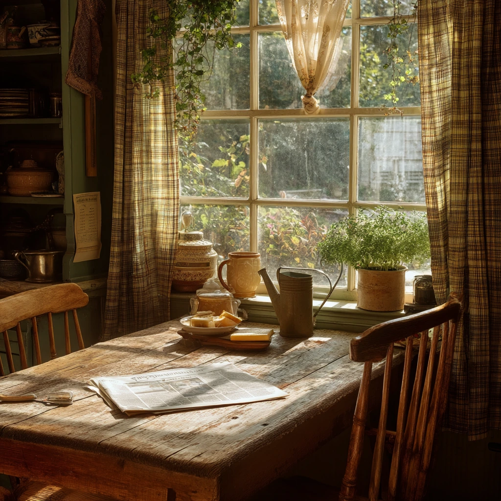 Breakfast Light in a Sage Cottage Dining Room