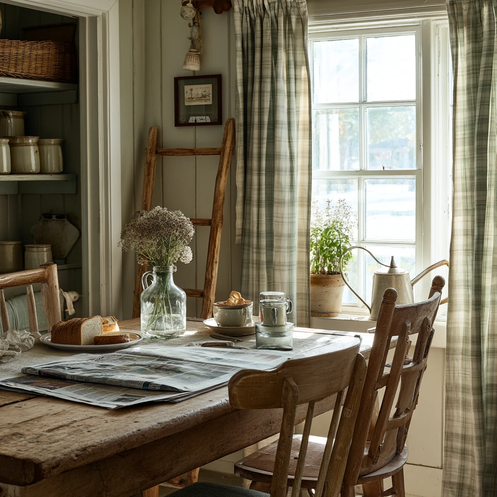 Breakfast Light in a Sage Cottage Dining Room