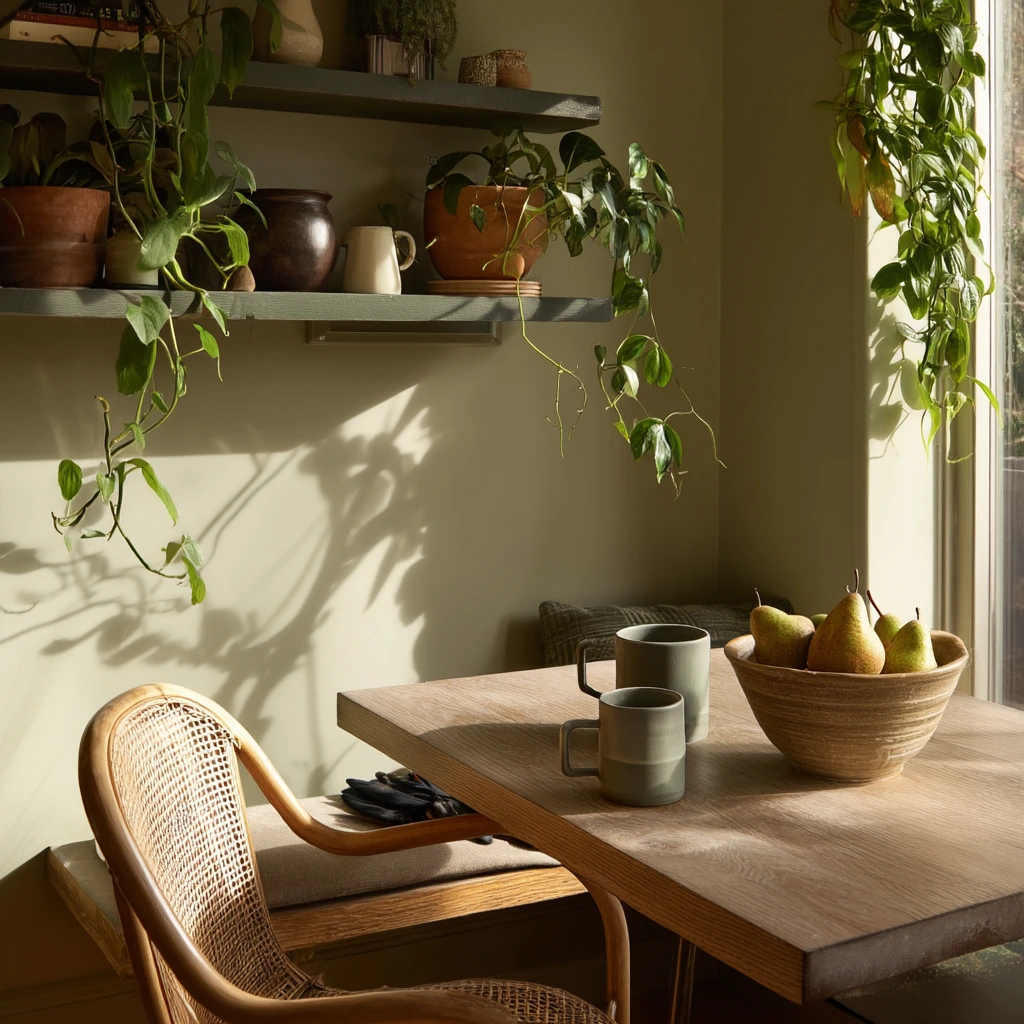 Plant-Filled Sage Dining Corner