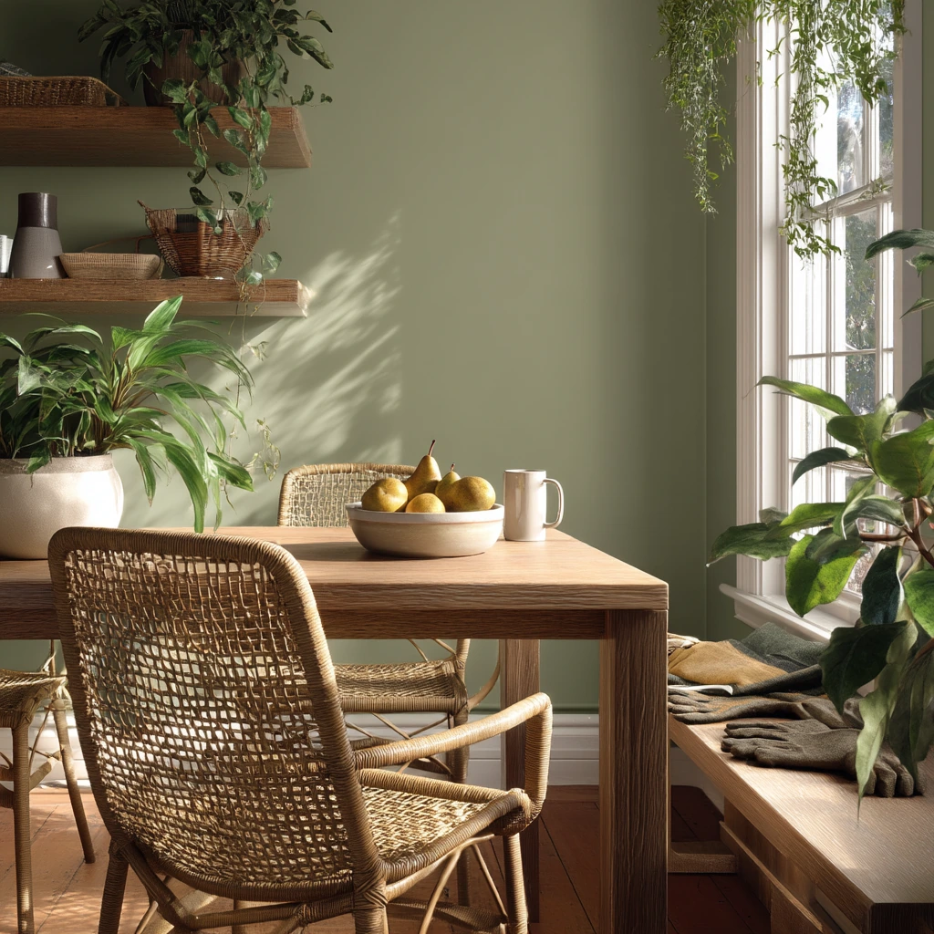 Plant-Filled Sage Dining Corner