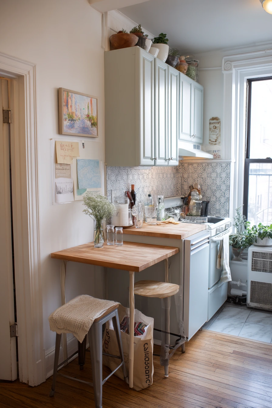 Small Apartment Sage Kitchen Corner