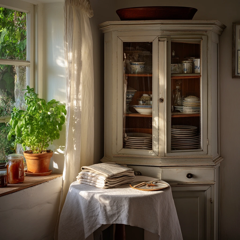 Corner Cabinet for a Compact Breakfast Room