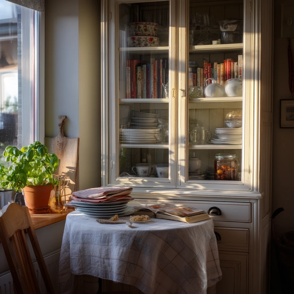 Corner Cabinet for a Compact Breakfast Room