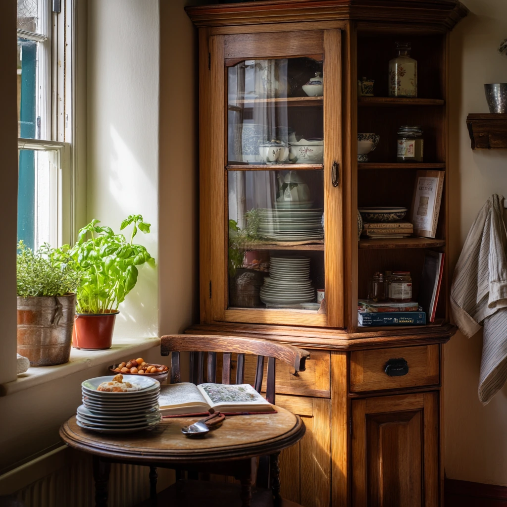 Corner Cabinet for a Compact Breakfast Room