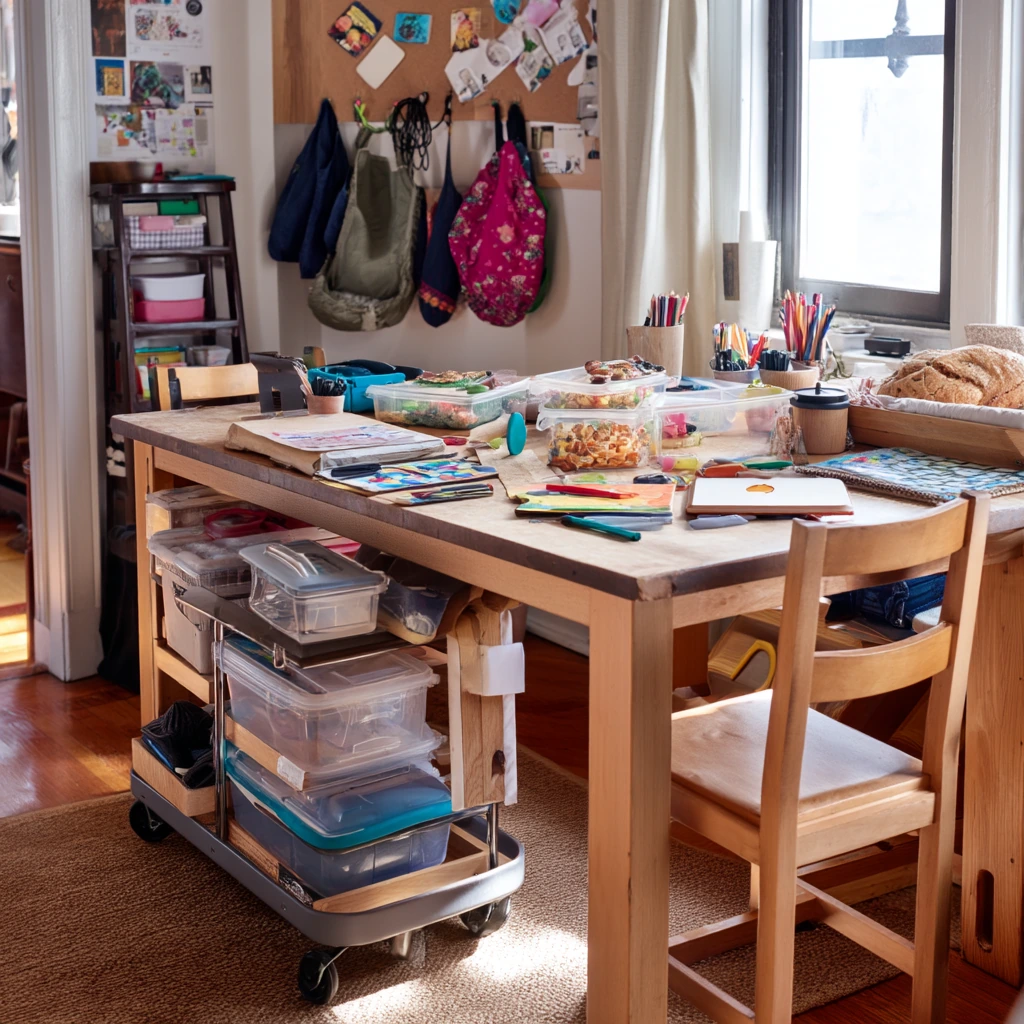 Under-Table Storage for a Busy Household