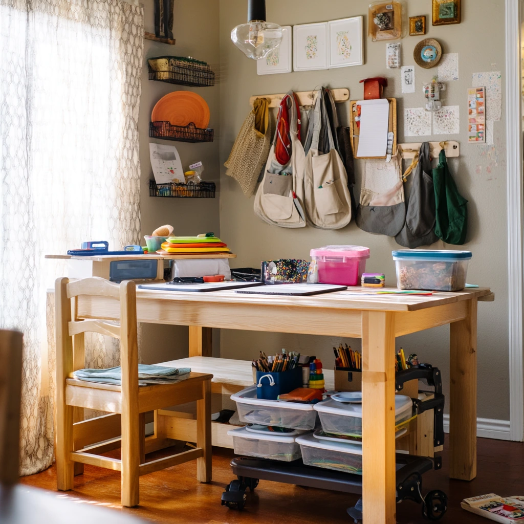 Under-Table Storage for a Busy Household