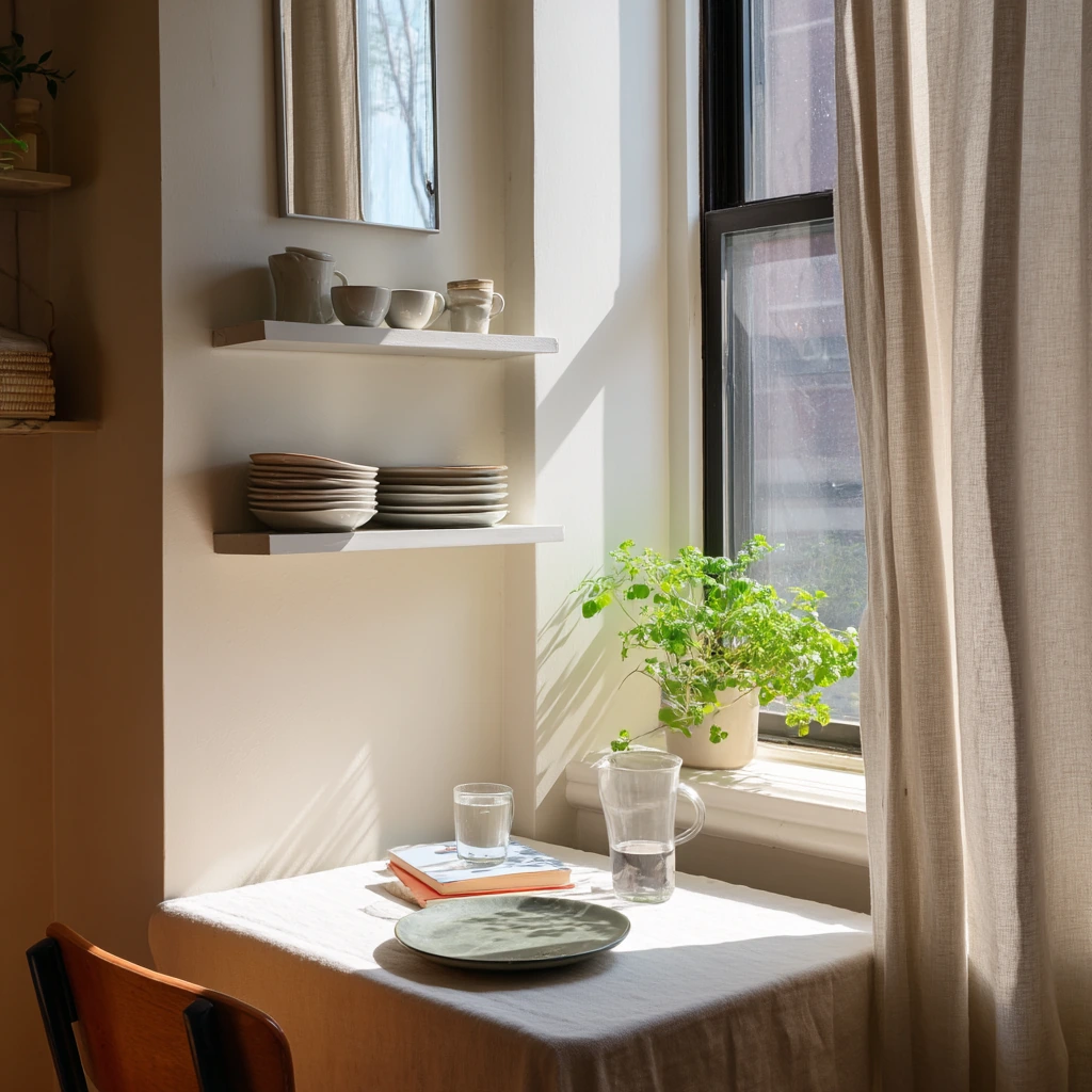 Window-Ledge Storage and Floating Shelf Styling