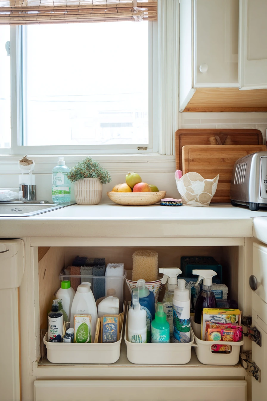 Under-Sink Organization in a Clean but Used Home