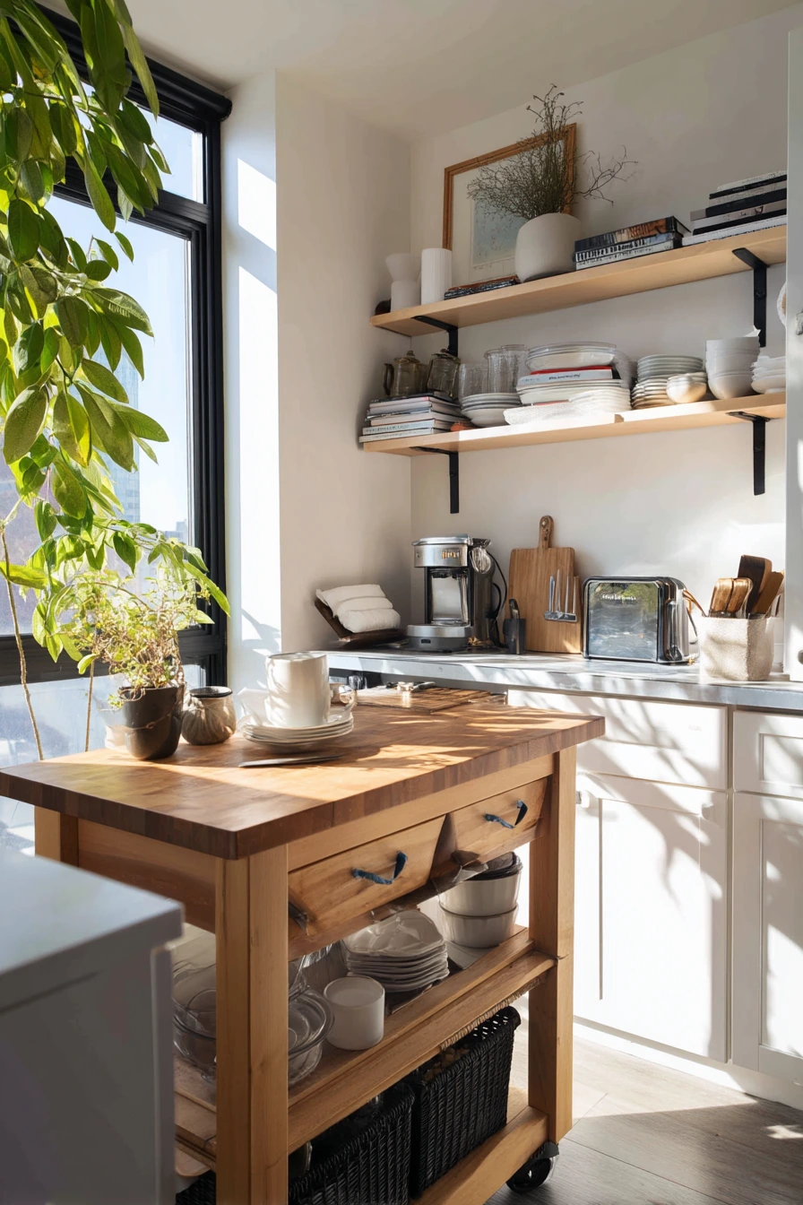 Tiny Kitchen Island with Hidden Drawers