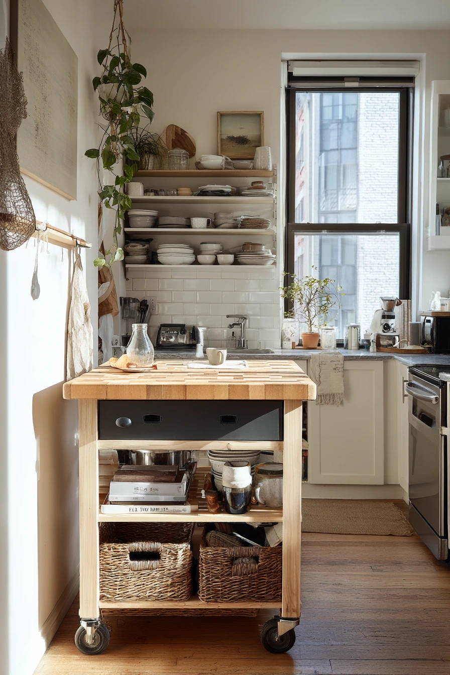 Tiny Kitchen Island with Hidden Drawers