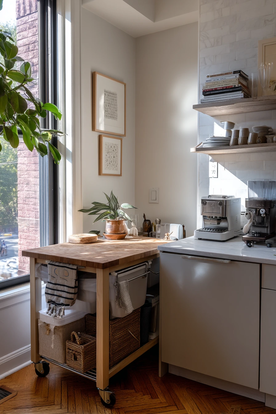 Tiny Kitchen Island with Hidden Drawers