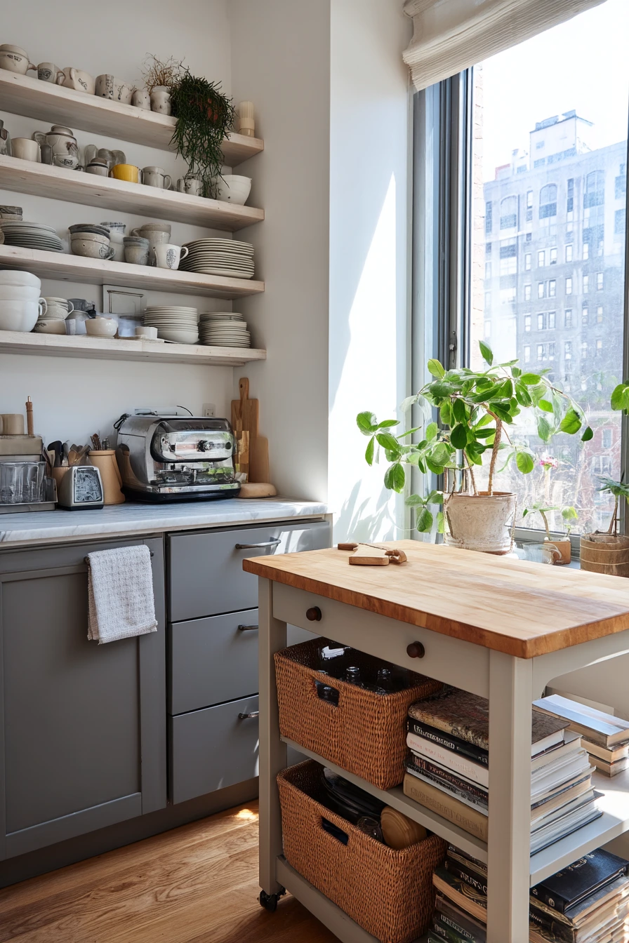 Tiny Kitchen Island with Hidden Drawers