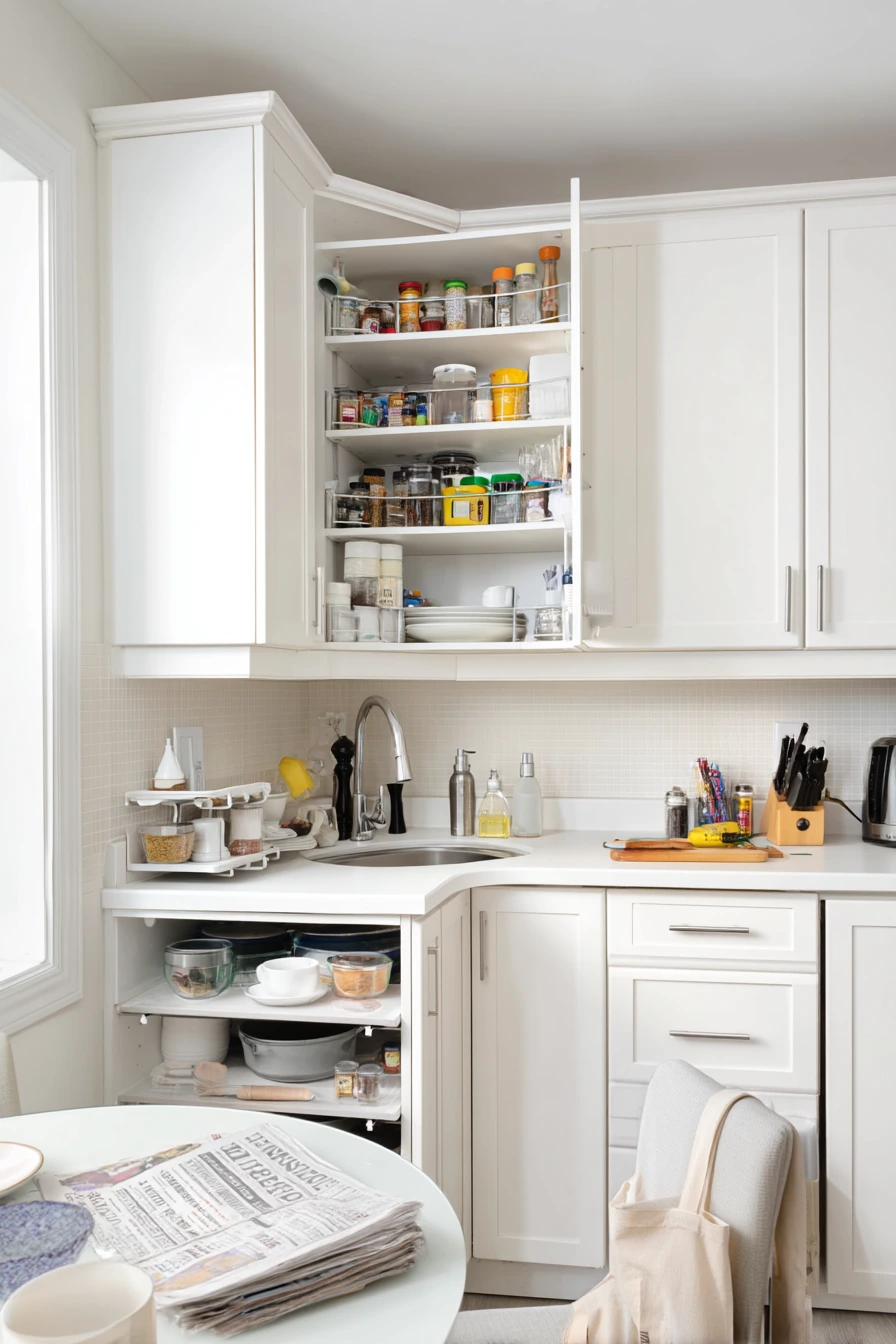 Corner Cabinet Hacks in a Compact Condo Kitchen