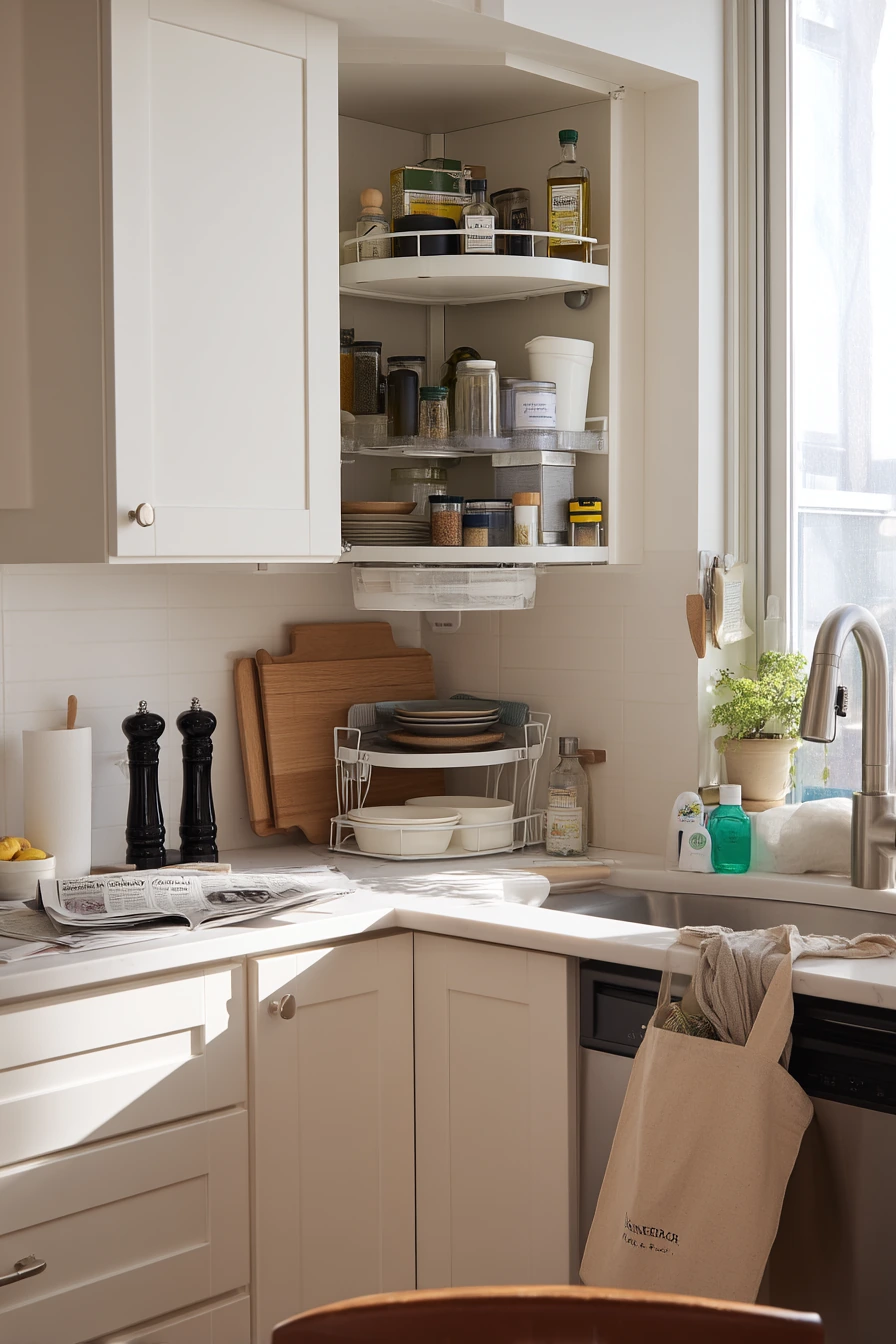 Corner Cabinet Hacks in a Compact Condo Kitchen