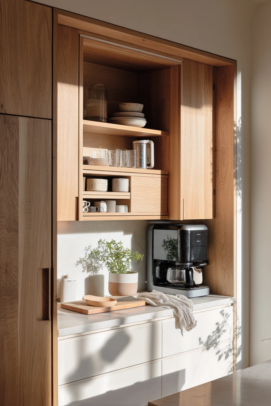 Hidden Appliance Niche in a Small Modern Kitchen