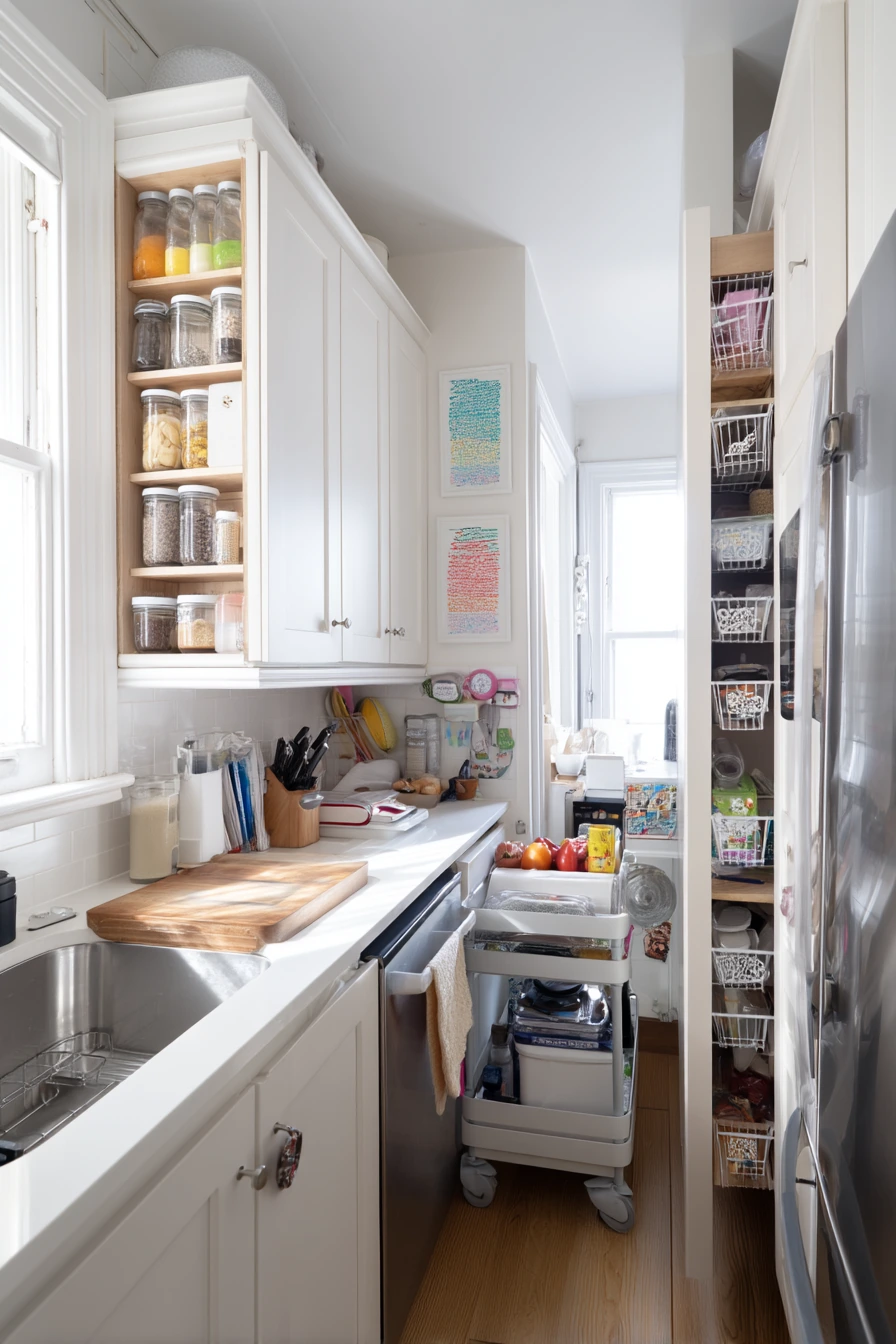 Pull-Out Pantry Corner in a Busy Family Kitchen