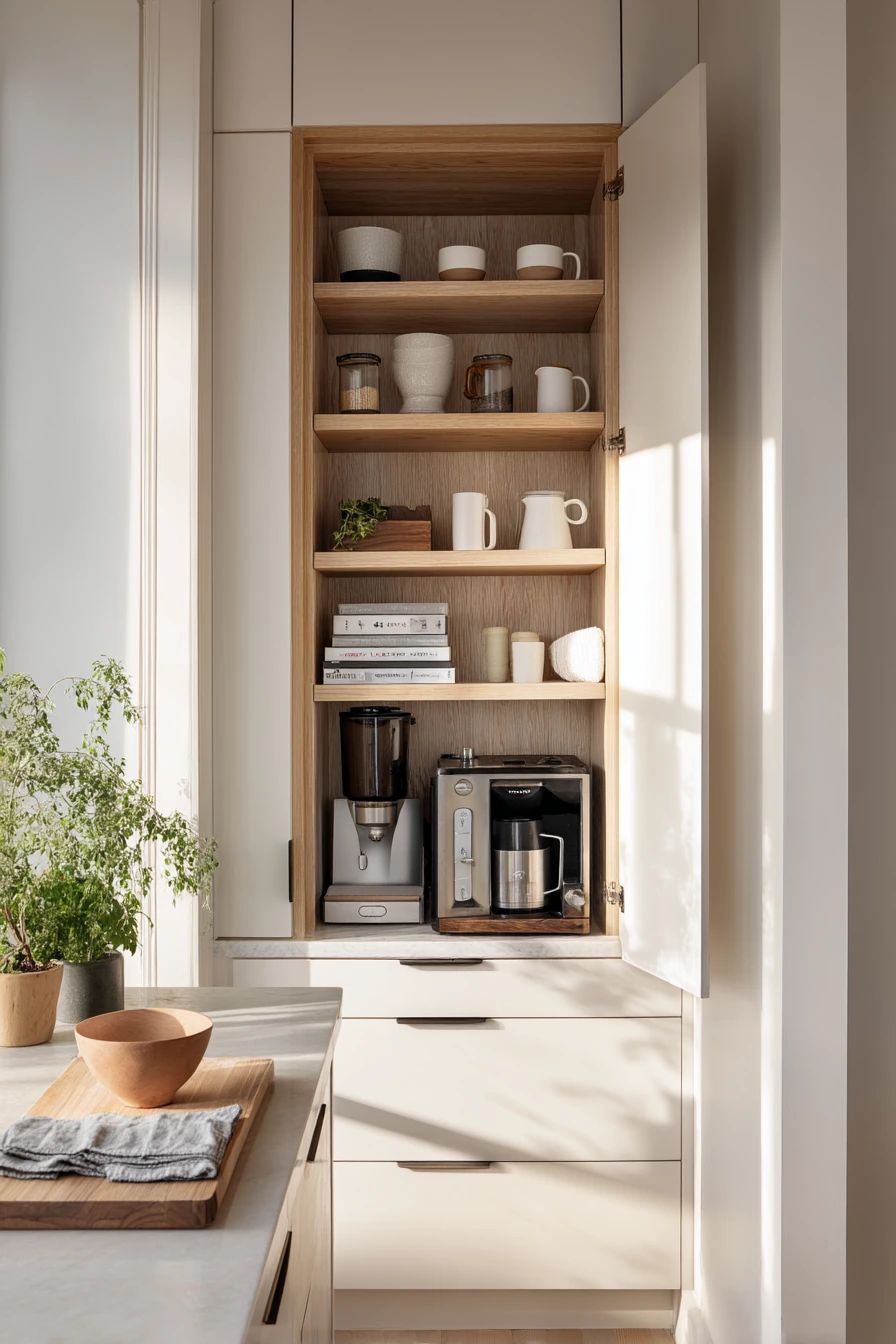 Hidden Appliance Niche in a Small Modern Kitchen