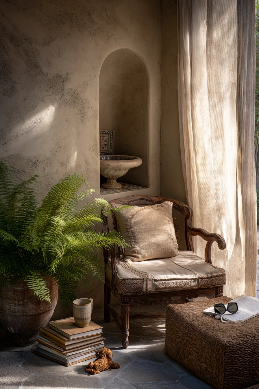 Reading Nook Beside the Fountain