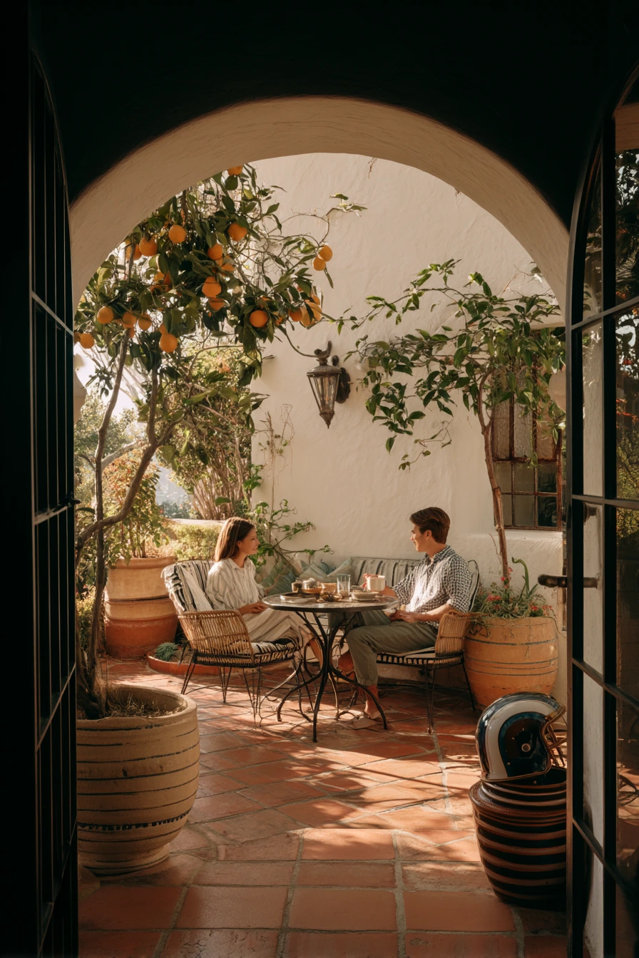Morning Coffee on a Courtyard Patio